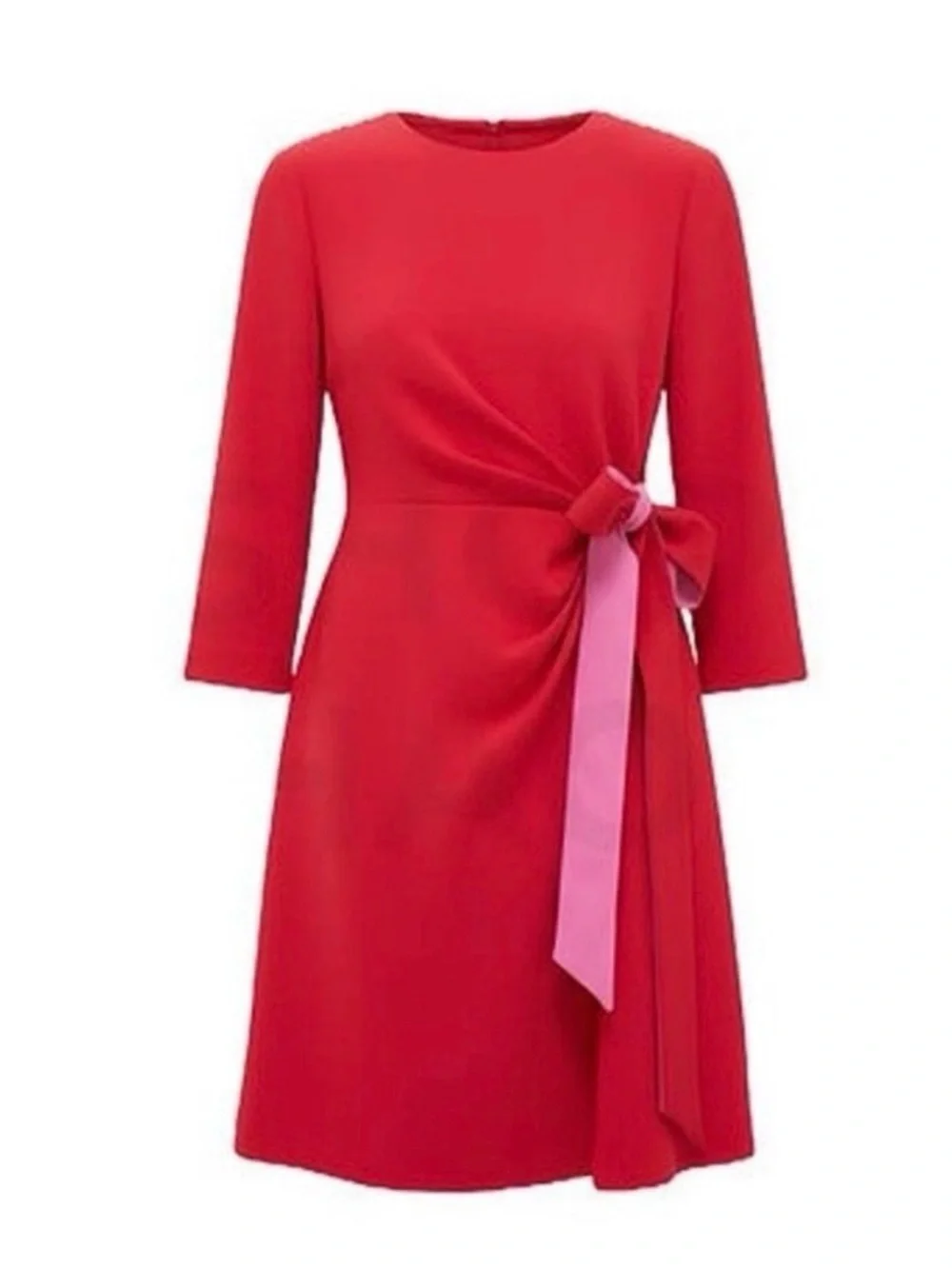 Tuckernuck Sienna Wrap Mini Dress Crepe Long Sleeve Poppy Red & Hot Pink XL NWT